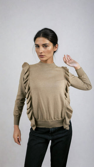 Pull Beige avec Volants