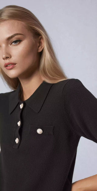 polo manches courtes femme noir