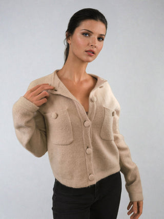 Cardigan Beige en Laine Femme