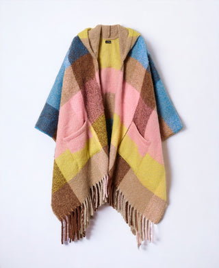 Poncho en Drap à Carreaux