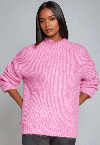 Pull Rose Oversize Femme Laine